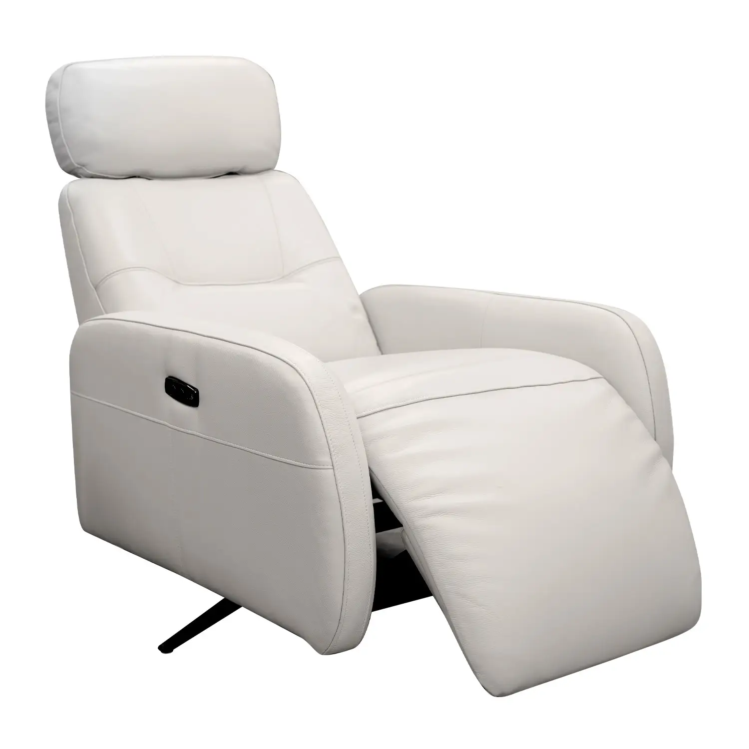 Genuine Leather Power Swivel Recliner With Adjustable Headrest – Beige ...
