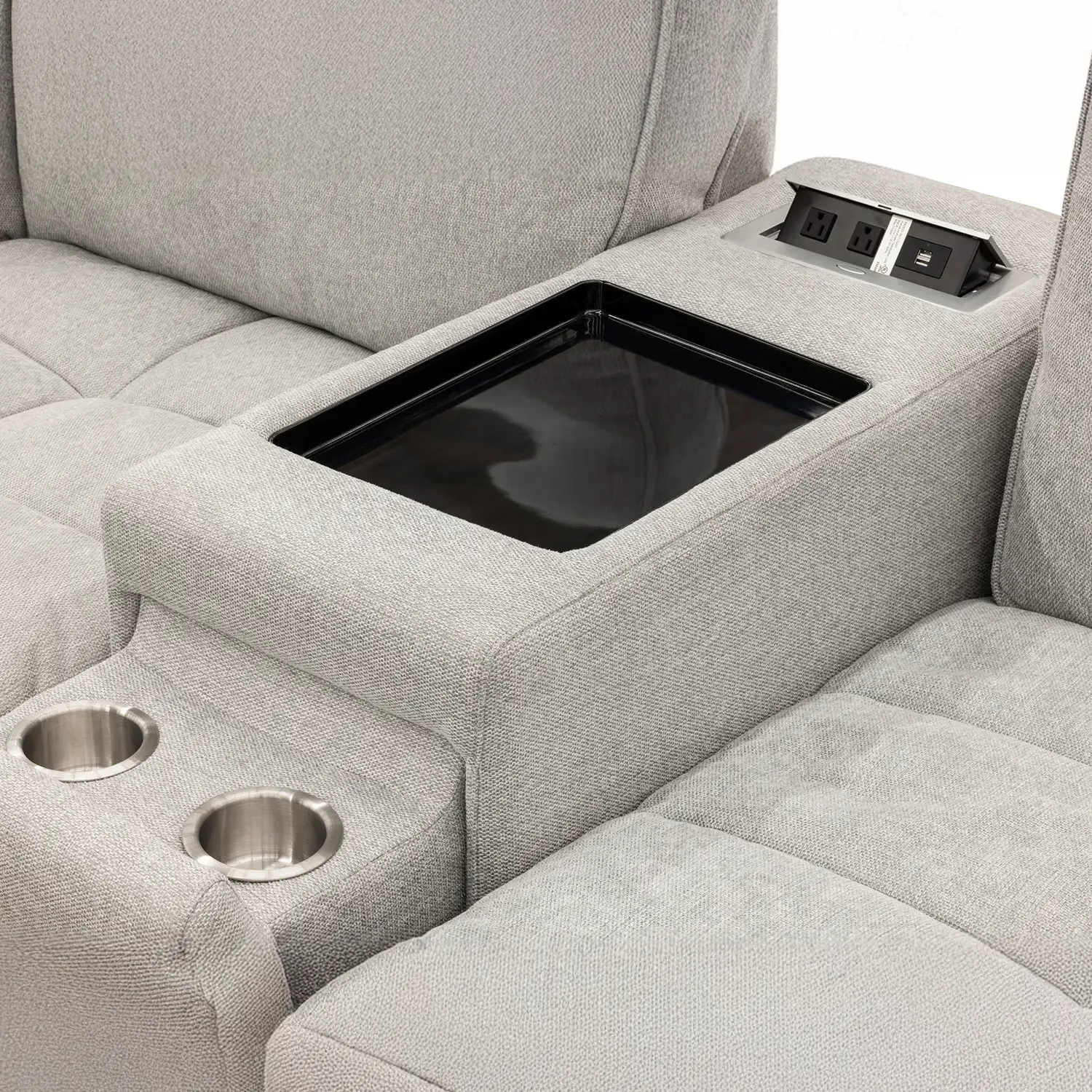 Modular Console With Cup Holders, Power Outlets, And USB Ports - Meubles RD